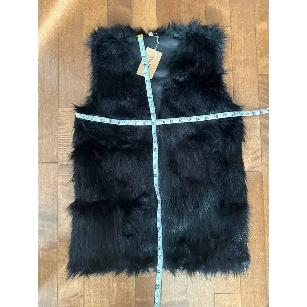 NWT Youhan Women's Faux Fur Vest Coat Sleeveless Jacket size xs